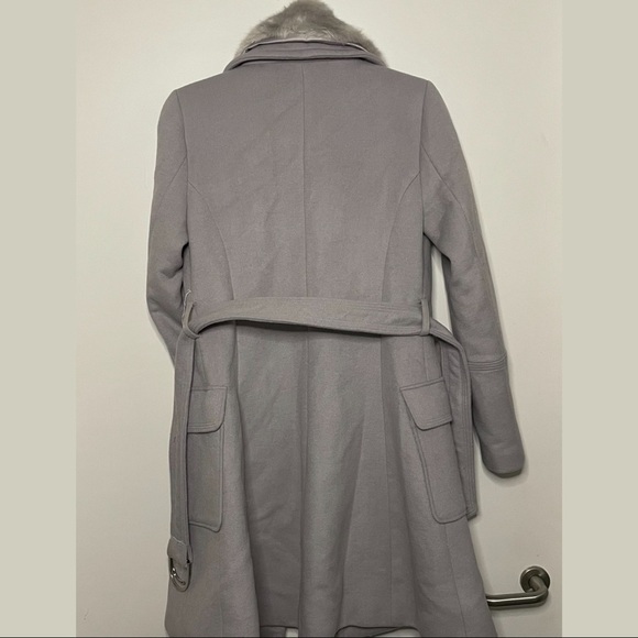 grey luxury wool blend coat with faux fur trim - EVERNEW MELBOURNE (H&M) - Picture 11 of 12